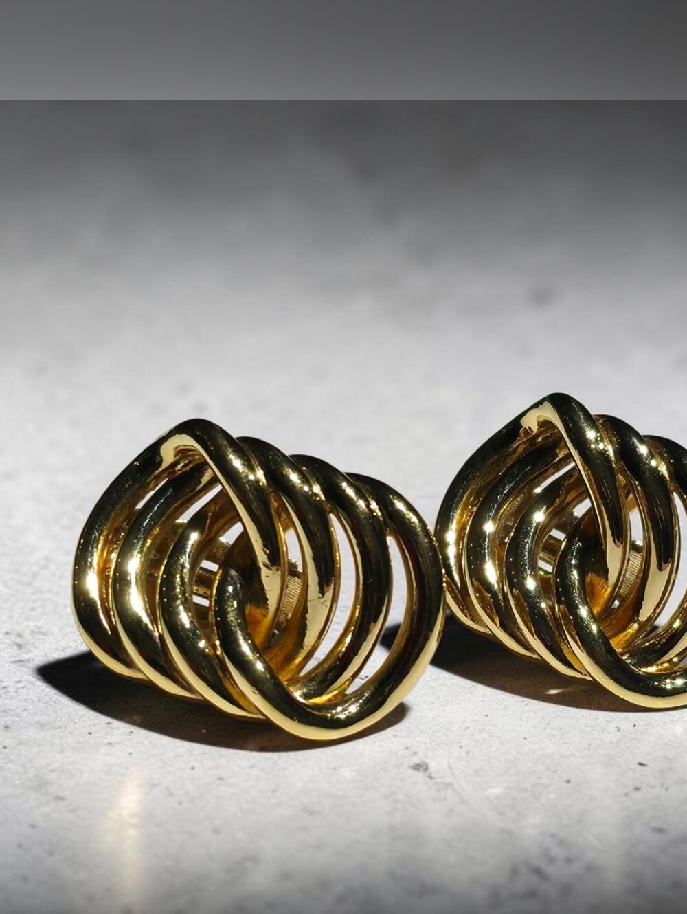 Vintage Givenchy Gold Tone Swirl Clip On Earrings Signed Statement 1.5"
